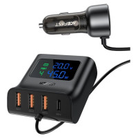 Acefast B11 138W USB-A USB-C Car Charger with 6 Ports - Black