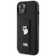 Karl Lagerfeld Gripstand Saffiano Choupette Pins case for iPhone 15 - black