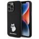 Karl Lagerfeld Silicone Choupette Metal Pin case for iPhone 15 Pro Max - black
