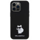 Karl Lagerfeld Silicone Choupette Metal Pin case for iPhone 15 Pro Max - black