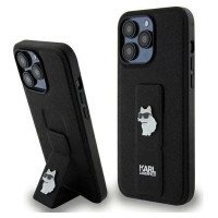 Karl Lagerfeld Gripstand Saffiano Choupette Pins Case for iPhone 13 Pro / 13 - Black