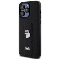Karl Lagerfeld Gripstand Saffiano Choupette Pins Case for iPhone 13 Pro / 13 - Black