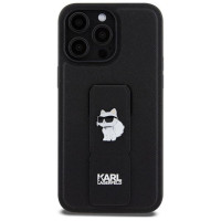 Karl Lagerfeld Gripstand Saffiano Choupette Pins Case for iPhone 13 Pro / 13 - Black