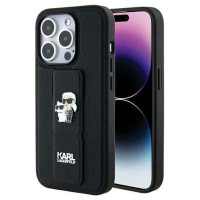 Karl Lagerfeld Gripstand Saffiano Karl&Choupette Pins case for iPhone 13 Pro / 13 - black