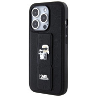 Karl Lagerfeld Gripstand Saffiano Karl&Choupette Pins case for iPhone 13 Pro / 13 - black