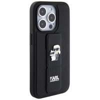 Karl Lagerfeld Gripstand Saffiano Karl&Choupette Pins case for iPhone 13 Pro / 13 - black