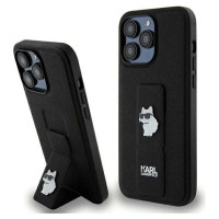 Karl Lagerfeld Gripstand Saffiano Choupette Pins case for iPhone 13 Pro Max - black