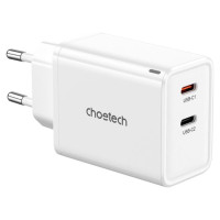 Choetech PD6013 2x USB-C PD 65W GaN wall charger - white
