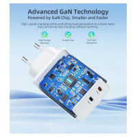 Choetech PD6013 2x USB-C PD 65W GaN wall charger - white