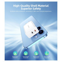 Choetech PD6013 2x USB-C PD 65W GaN wall charger - white