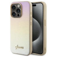 Guess Saffiano Iridescent Script case for iPhone 14 Pro Max - gold