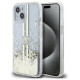 Guess Liquid Glitter Gold Stripes case for iPhone 15 Plus / 14 Plus - transparent