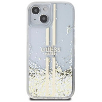 Guess Liquid Glitter Gold Stripes case for iPhone 15 Plus / 14 Plus - transparent