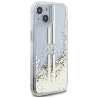 Guess Liquid Glitter Gold Stripes case for iPhone 15 Plus / 14 Plus - transparent