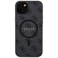 Guess 4G Collection Leather Metal Logo MagSafe Case for iPhone 14/15/13 - Black