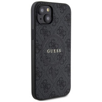Guess 4G Collection Leather Metal Logo MagSafe Case for iPhone 14/15/13 - Black