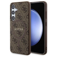 Guess 4G Collection Leather Metal Logo MagSafe Case for Samsung Galaxy S24 - Brown