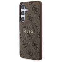 Guess 4G Collection Leather Metal Logo MagSafe Case for Samsung Galaxy S24 - Brown