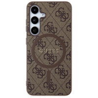 Guess 4G Collection Leather Metal Logo MagSafe Case for Samsung Galaxy S24 - Brown