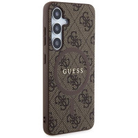 Guess 4G Collection Leather Metal Logo MagSafe Case for Samsung Galaxy S24 - Brown