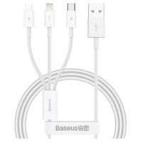 Baseus Superior Series USB-A - USB-C / Lightning / micro USB 3.5A cable 0.5m - white