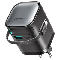 Joyroom JR-TCL02 65W USB-A USB-C GaN charger with built-in USB-C cable - black