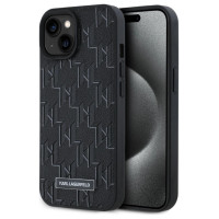 Karl Lagerfeld Leather Monogram Metal Logo case for iPhone 15 / 14 / 13 - black