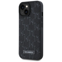 Karl Lagerfeld Leather Monogram Metal Logo case for iPhone 15 / 14 / 13 - black