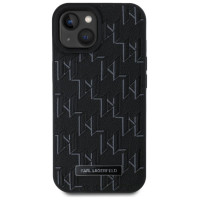 Karl Lagerfeld Leather Monogram Metal Logo case for iPhone 15 / 14 / 13 - black