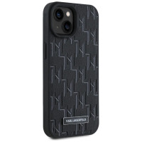 Karl Lagerfeld Leather Monogram Metal Logo case for iPhone 15 / 14 / 13 - black