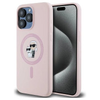 Karl Lagerfeld Silicone Karl&Choupette Ring MagSafe case for iPhone 15 Pro Max - pink