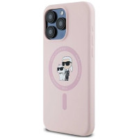 Karl Lagerfeld Silicone Karl&Choupette Ring MagSafe case for iPhone 15 Pro Max - pink
