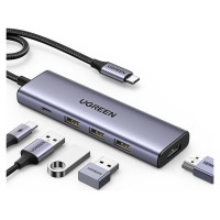 Ugreen HUB Ugreen CM511 15597 5in1 USB-C - USB-C PD / HDMI / 3x USB-A 3.0 - gray