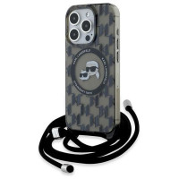Karl Lagerfeld IML Crossbody Monogram Karl & Choupette Head MagSafe Case for iPhone 15 Pro - Black