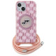 Karl Lagerfeld IML Crossbody Monogram Karl & Choupette Head MagSafe case for iPhone 15 / 14 / 13 - pink