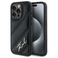 Karl Lagerfeld Diagonal Quilted Script case for iPhone 14 / 15 / 13 - black