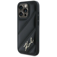 Karl Lagerfeld Diagonal Quilted Script case for iPhone 15 Pro - black