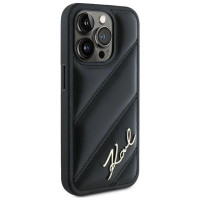 Karl Lagerfeld Diagonal Quilted Script case for iPhone 15 Pro - black