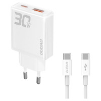 Dudao GaN Dudao A30EUT 30W USB-A / USB-C Wall Charger + USB-C - USB-C Cable - White
