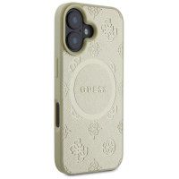 Guess Saffiano Peony Classic Logo MagSafe case for iPhone 16 - gold