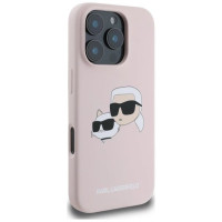 Karl Lagerfeld Silicone Case Heads Print MagSafe for iPhone 16 Pro - Pink