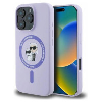 Karl Lagerfeld Silicone Karl&Choupette Heads Ring MagSafe Case for iPhone 16 Pro Max - Purple