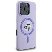 Karl Lagerfeld Silicone Karl&Choupette Heads Ring MagSafe Case for iPhone 16 Pro Max - Purple