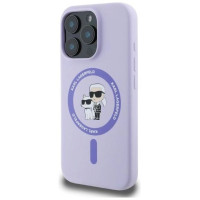 Karl Lagerfeld Silicone Karl&Choupette Heads Ring MagSafe Case for iPhone 16 Pro Max - Purple
