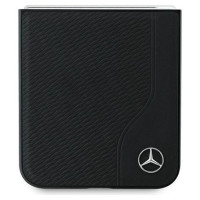 Mercedes Leather Wood Imitation MagSafe Case for Samsung Galaxy Z Flip 6 - Black