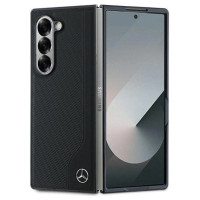 Mercedes Leather Wood Imitation MagSafe Case for Samsung Galaxy Z Fold 6 - Black