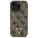 Guess Leather Metal Logo Strass Crossbody Case for iPhone 16 Pro - Brown