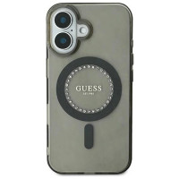 Guess IML Rhinestones MagSafe iPhone 16 Case - Black