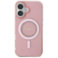 Guess IML Rhinestones MagSafe iPhone 16 Case - Pink