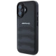 Mercedes AMG Leather Debossed Lines Black Logo iPhone 16 Case - Black